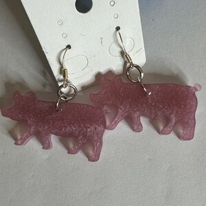 Pink Pig Shaped Earrings